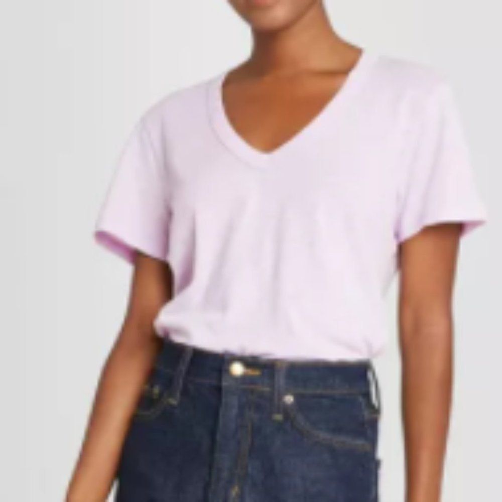 Universal Thread Purple Tee Womens Small Short Sleeve V-Neck Lounge Summer Basic - Picture 3 of 6